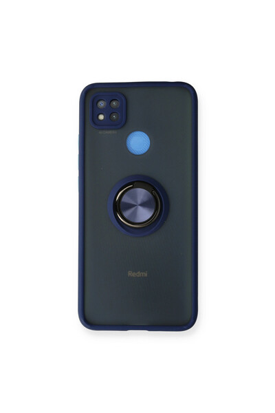 NewFace غطاء حماية سيليكون لهاتف Xiaomi Redmi 9C مع حلقة مونتريال - أزرق داكن