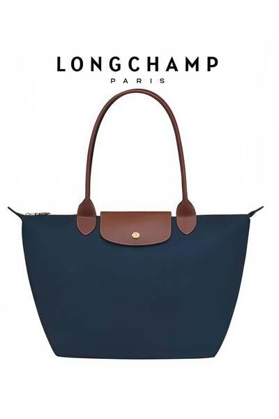 Generic Longchamp Women's Medium Tote Bag, Handbag, Shoulder Bag Navy Classic Style