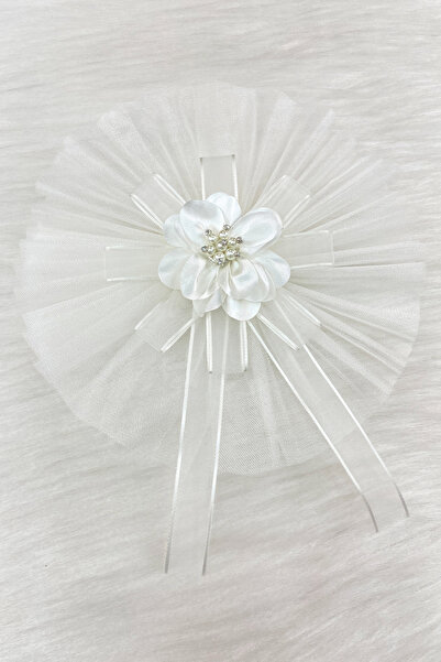 ZEYMERADE Broşlu Beyaz Bohça Süsü, 1 Adet, Gelin Damat Çeyiz Düğün Söz Nişan ...