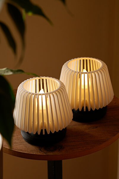 Alwen ORİON | Dekoratif Led Tealight Mumluk | Masaüstü Aydınlatma | 2'li Set ...