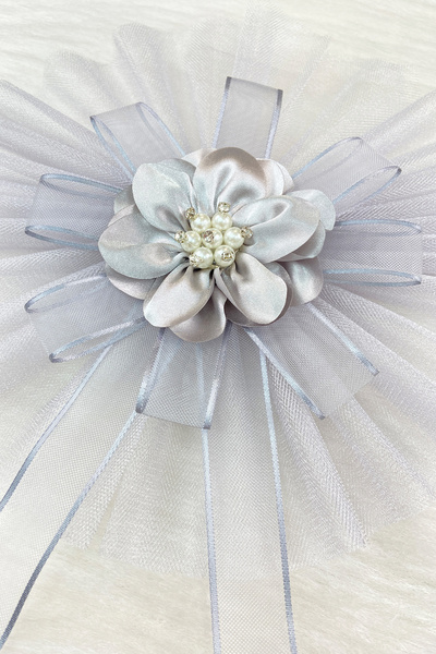 ZEYMERADE زينة عربة الزفاف الرمادية مع بروش، قطعة واحدة، هدية للعروس والعريس،...