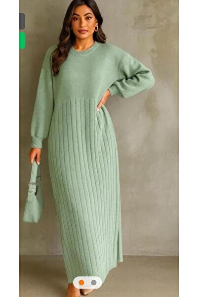 Abalı Yeni sezon kışlık üzün elbise Yumuşak yün iplik Durk park Lazanya model