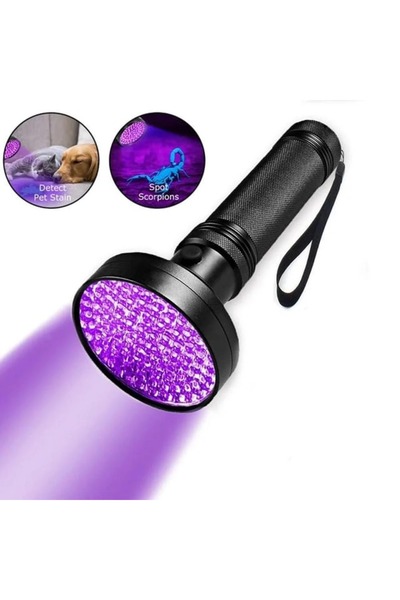 Generic UV flashlight with 100 LEDs for detecting scorpions, insects,spots, and counterfeit currency Battery