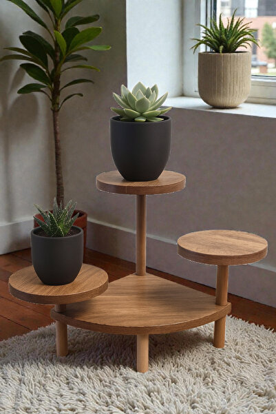 HESA Hera Köşe Çiçeklik Saksılık Atlantik Çam Desenli Ahşap Ayaklı