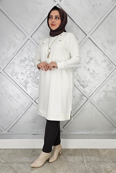 PYS KADIN KOLYE VE DÜĞME DETAYLI TESETTÜR TUNİK