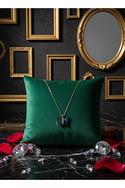 MAISON GLOWEN قلادة فراشة فولاذية مرصعة بالأحجار اللامعة