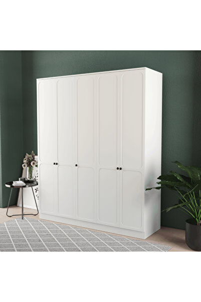 Teen & Bright IRMAK 5 KAPAKLI EKO BAZALI GARDIROP - MDF KAPAK