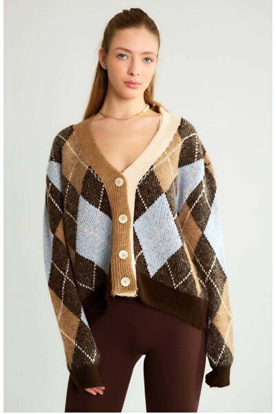 roibyardaözmen Model de baklava, decolteu în V, cardigan cu nasturi