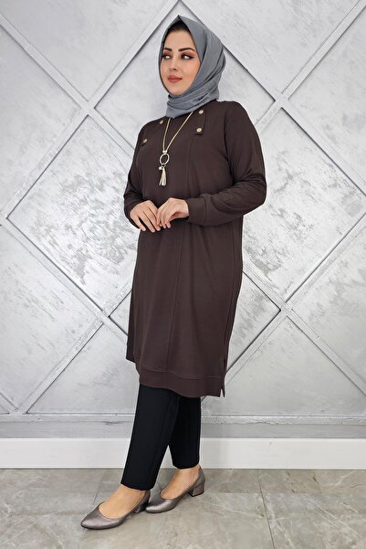PYS KADIN KOLYE VE DÜĞME DETAYLI TESETTÜR TUNİK