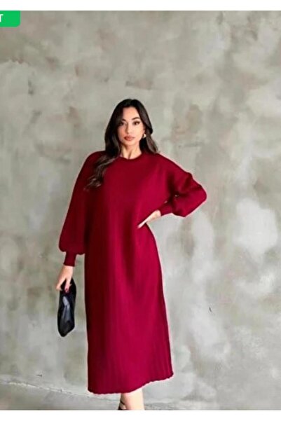 Abalı Yeni sezon kışlık üzün elbise Yumuşak yün iplik Durk park Lazanya model