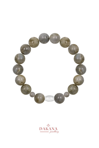 DAKANA JEWELLERY سوار رجالي من الحجر الطبيعي بحجر اللابرادوريت المعتمد بتصميم...