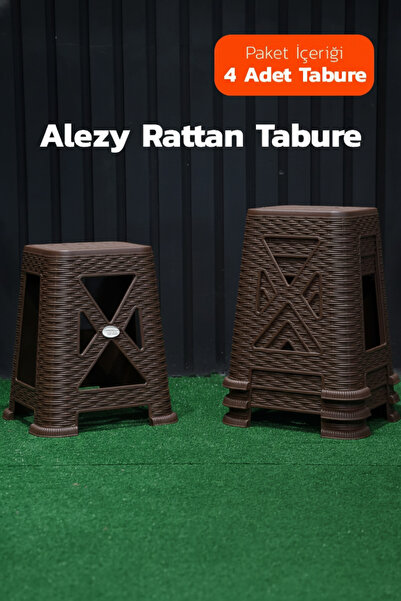 Alezy TB300 Rattan Tabure Büyük Boy 38x24cm 4 ADET
