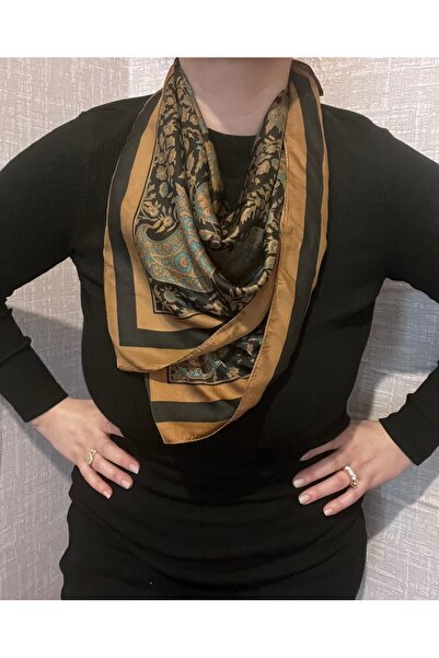 shop Flower Patterned Dark Colored 70*70 Non-Wrinkle Fabric Satin Stylish Wom...