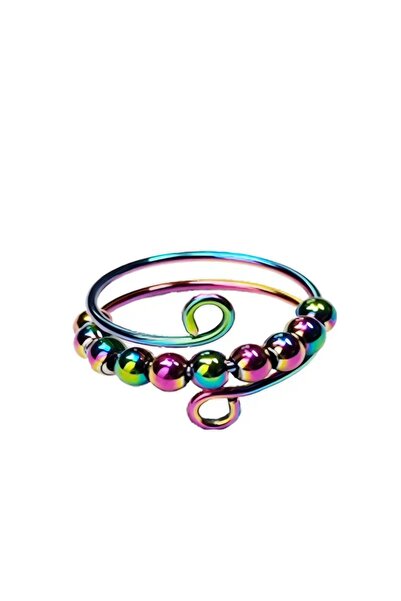 DİDEMMCE Stres yüzüğü, rahatlatıcı, anksiyete azaltıcı, dönen boncuklu, ayarl...