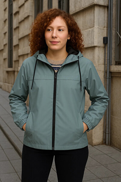 comstar Women's Lined Hooded Mint Windbreaker & Raincoat