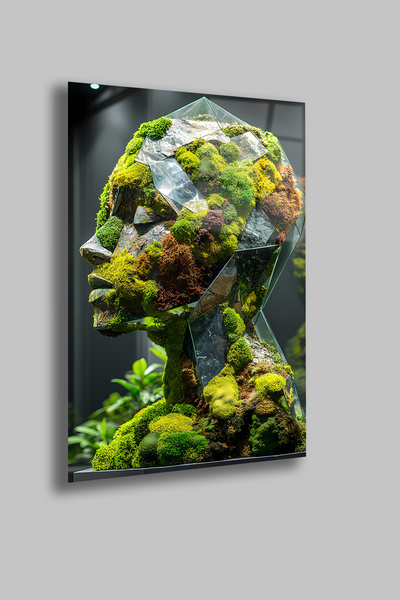 gxe.art Artă tematică cu alge (moss) |   Placă de sticlă temperată de 4 mm | ...