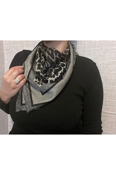 shop Antresit Leopard Patterned 70*70 Satin Stylish Women's Scarf Wrinkle-Fre...