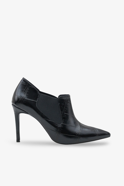 İNNABUTİKK حذاء نسائي من Orvella بكعب رفيع ومقدمة مدببة - أسود كروكو