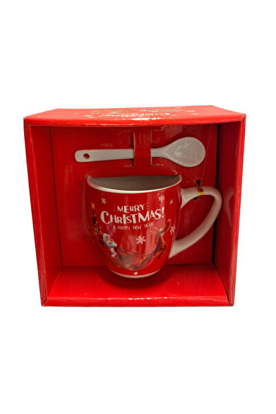 ÖZBEK Merry Christmas Tekli Kupa ve Kaşık Seti – Hediyelik Seramik Kupa