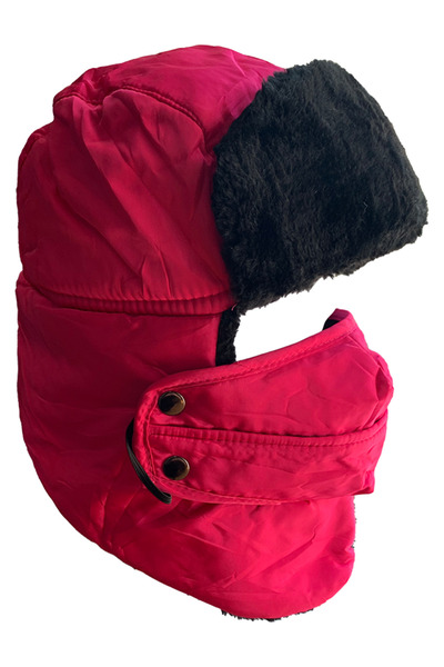 EFAYN.RO Men's hat set, waterproof, fur-lined and mask, warm, standard, pink,...