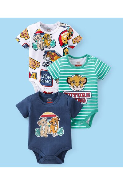 Babyhug Disney طقم ملابس داخلية قطعة واحدة بأكمام نصفية مزينة برسومات الأسد ا...