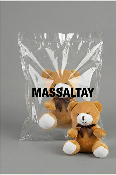 Massaltay سلسلة مفاتيح على شكل دمية دب قطيفة مع تفاصيل فيونكة بنية اللون - زي...