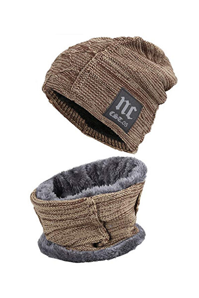 EFAYN.RO Set doua piese, caciula de barbati si fular, captuseala moale si puf...