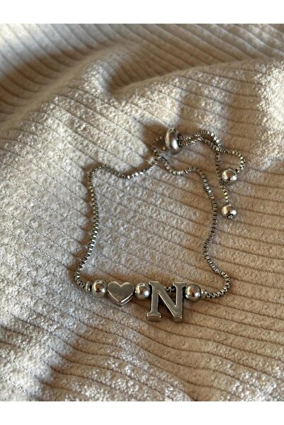 bijoux uniques سوار قابل للتعديل على شكل قلب مع حرف N