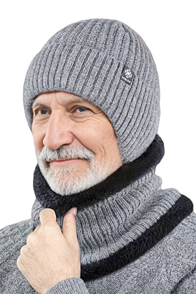 EFAYN.RO Set doua piese, caciula barbati cu fular asortat, cu prelungiri urec...