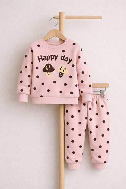 Bıcır Kıds طقم رياضي للفتيات من عمر 1-4 سنوات مبطن بالصوف مكون من ملابس شتوية...