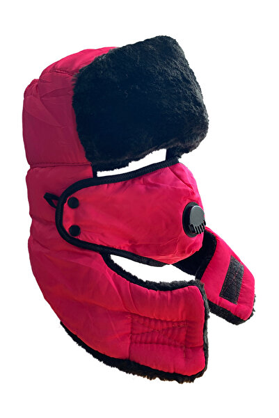 EFAYN.RO Men's hat set, waterproof, fur-lined and mask, warm, standard, pink,...