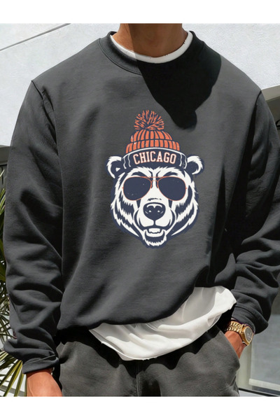 Revasser سويت شيرت للجنسين من Chicago Bear Custom مطبوع مصنوع من القطن قصة فض...