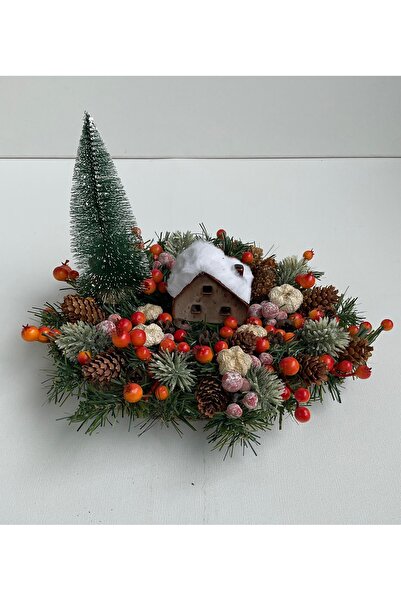 Yakamoz Konsept Yeniyıl yılbaşı mery christmas yapay çiçek aranjmanı dekorati...