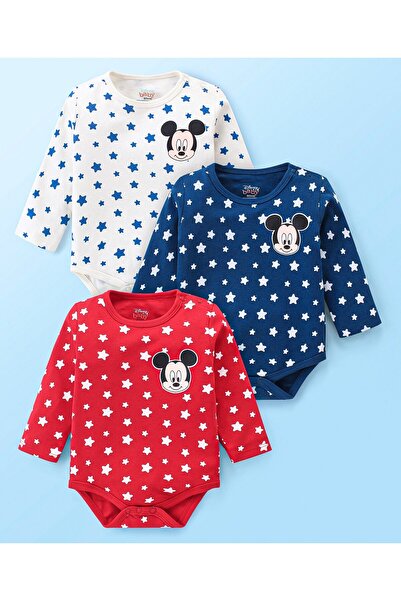Babyhug Disney أطقم أطفال بأكمام طويلة من نسيج متشابك ميكي ماوس، حزمة من 3 قط...