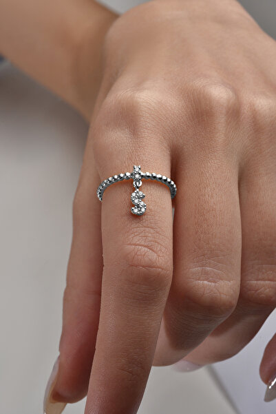 jelux silver Gümüş 925 Ayar Zirkon Taşlı S Harf Ayarlanabilir Yüzük