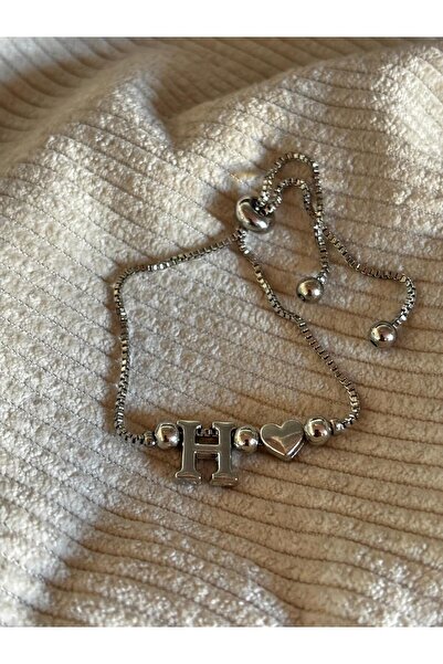 bijoux uniques H Harfli kalpli ayarlamalı bileklik