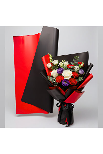 Kırmızı & Siyah Çift Taraflı OPP Çiçek Kağıdı - 54.5 cmx54.5 cm - 20'li Paket