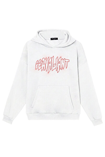 Fer Valiant سويت شيرت للجنسين من Pyramid Stone مطبوع قصة فضفاضة بغطاء رأس