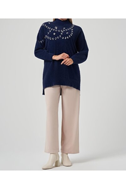 Nuss 7002 Front Stone Embroidered Angora Tunic