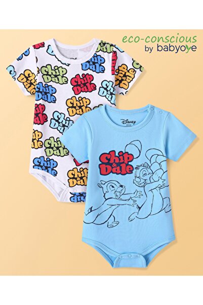 Babyoye Disney Onesies with Chip and Dale Graphics (Pack of 2) - Blue and White