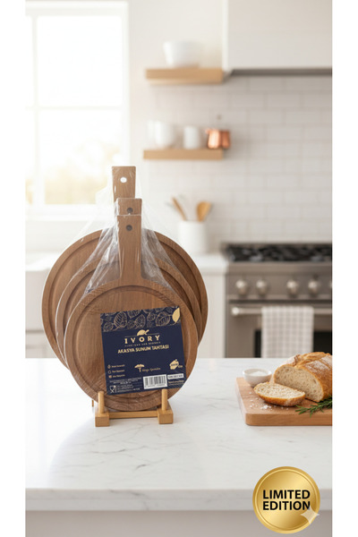 Home Acacia Wood Cutting Board – Round Presentation & Cutting Board Made of N...