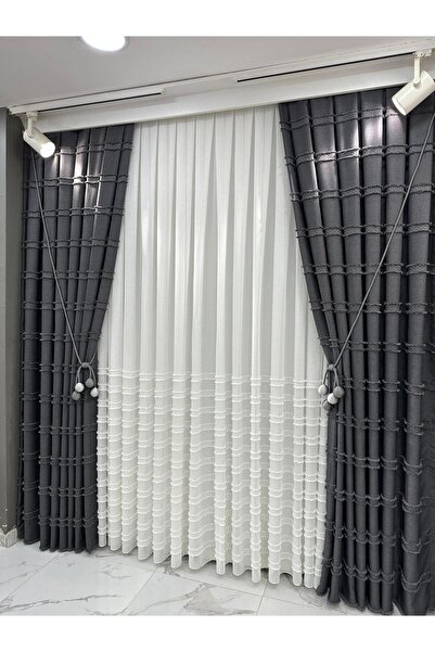 Beautiful SIRALI PUSKULLU FON PERDE KETEN KUMAS YENI SEZON 1/3 SIK PILELI -TE...