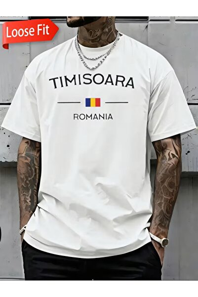 oneagılyazı 100% Cotton Romania Flag & City of Timisoara B Printed T-Shirt for Men