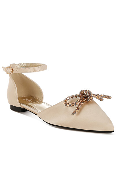 london Rag Women Rhinestone Detail Bow Flat Sandals in Gold