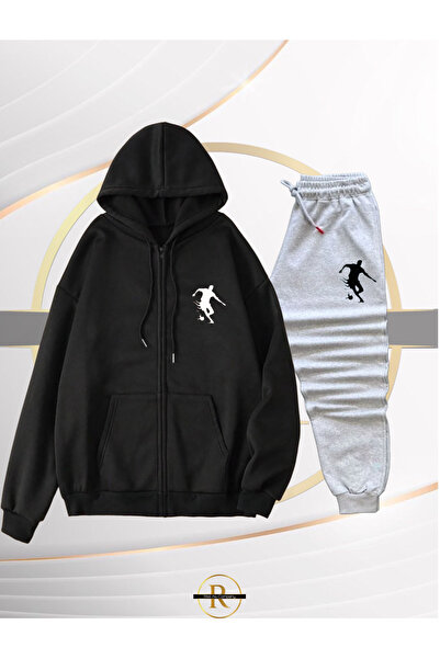 NewCabin New Season Basketball Silhouette Printed Fleece-Lined Black Jacket w...