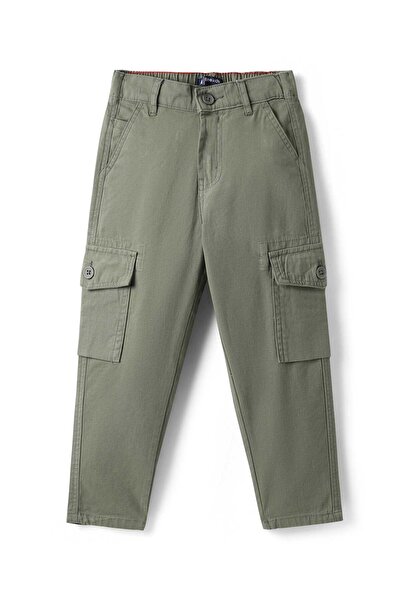 Pine kids Cotton Woven Full Length Trousers - Olive Green