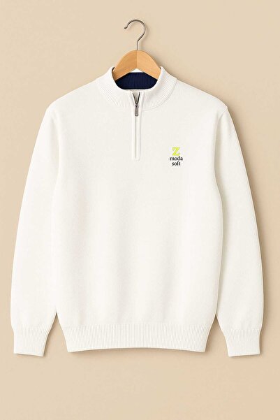 ZMODA SOFT Throat Zippered Old Money Knitted First Quality Embroidered Soft L...