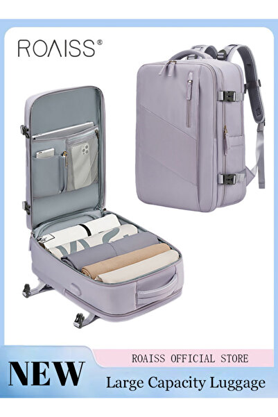 ROAISS حقيبة ظهر كبيرة للسفر، حقيبة يد محمولة على متن الطائرة، قابلة للتوسيع،...