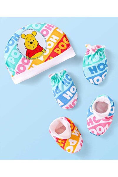 Babyhug Disney طقم قبعة وقفازات وجوارب مع رسومات ويني ذا بو - متعدد الألوان