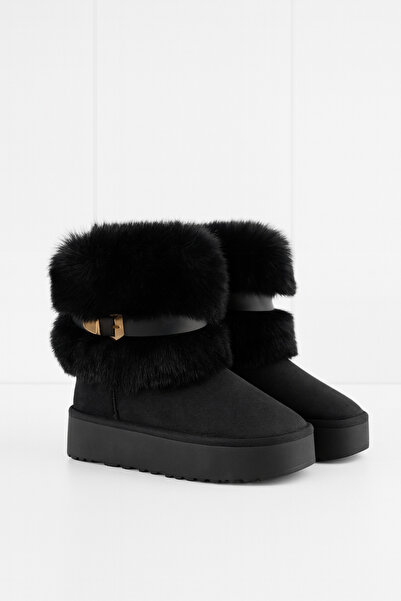 Giydim Gidiyor Furry Comfort Bot Siyah